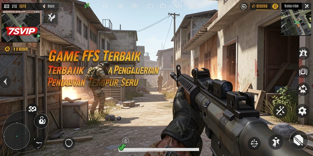 Tampilan aksi seru dalam gameplay FPS 7SVIP yang menegangkan.