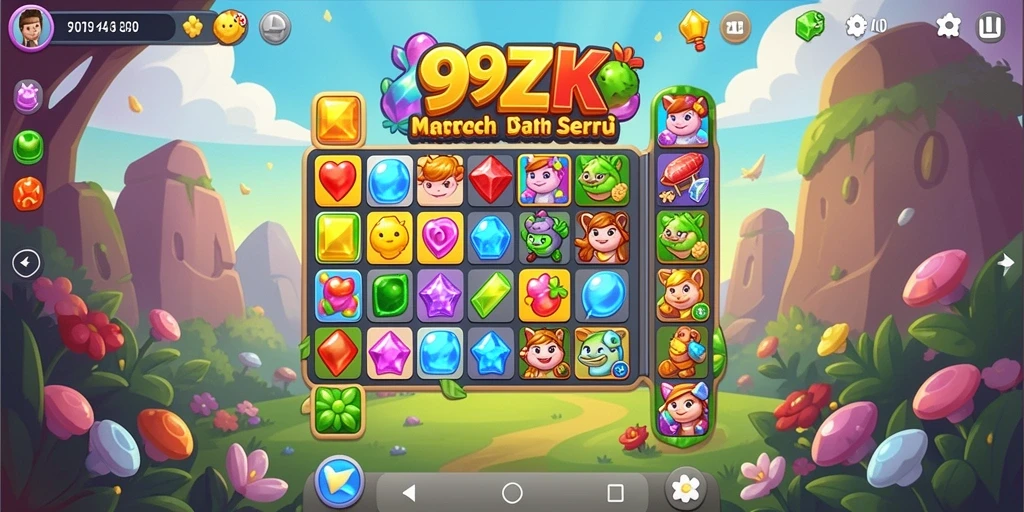 Tampilan gameplay seru 99ZK dalam aksi Match-3.