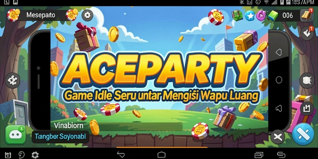Tampilan gameplay ACEPARTY yang ceria dan menghibur.