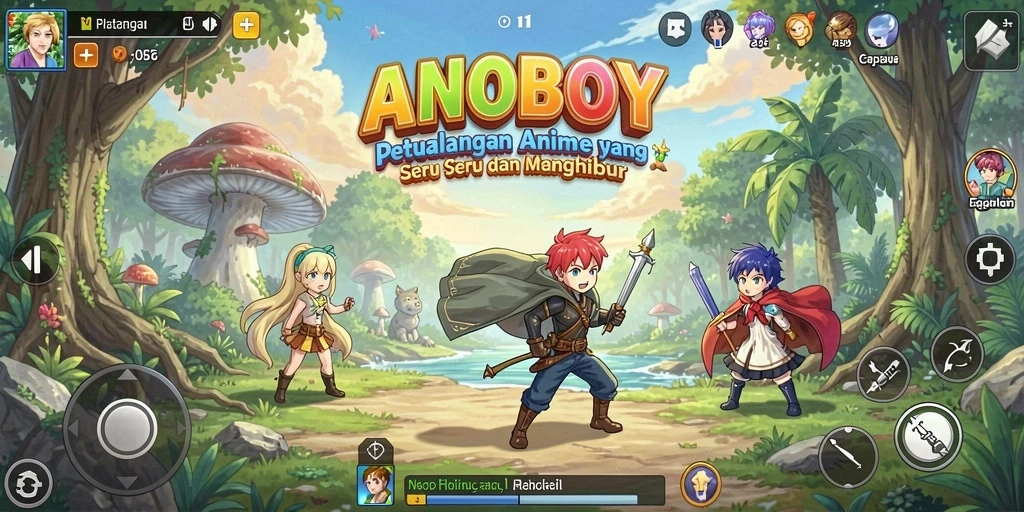 Tampilan gameplay ANOBOY yang seru dan penuh aksi.