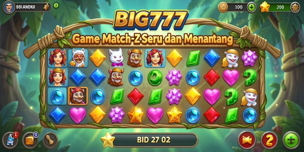 Tampilan gameplay Match-3 yang penuh warna dan seru di BIG777.