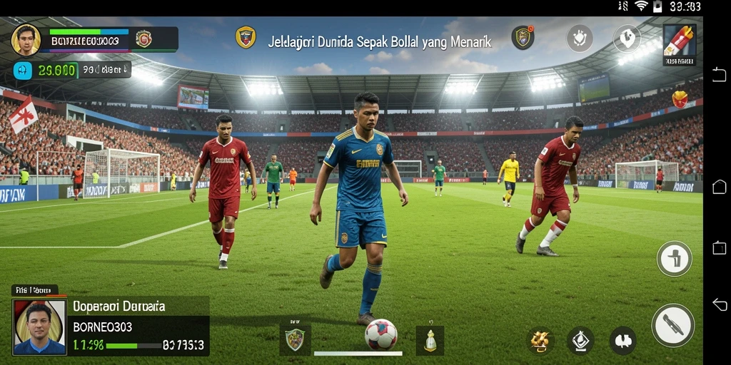 Tampilan gameplay menarik dalam BORNEO303 dengan aksi sepak bola yang menegangkan.