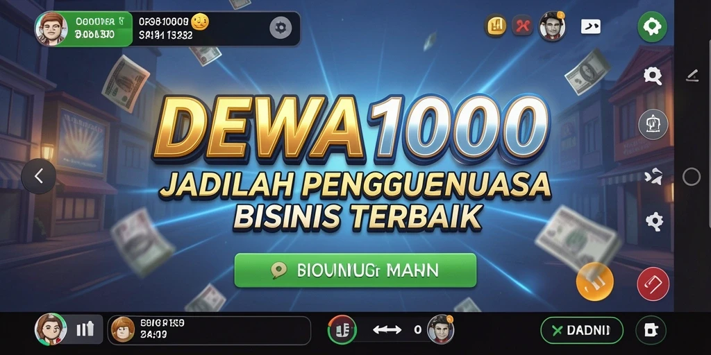 Screenshot gameplay DEWA1000 yang menunjukkan manajemen bisnis yang seru.
