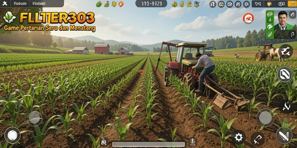 Tampilan gameplay seru dari FILTER303 dengan aktivitas bertani.