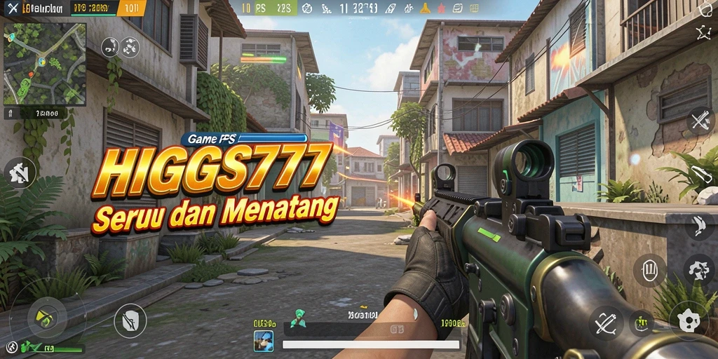 Screenshot HIGGS777 menampilkan aksi intens dalam game FPS.