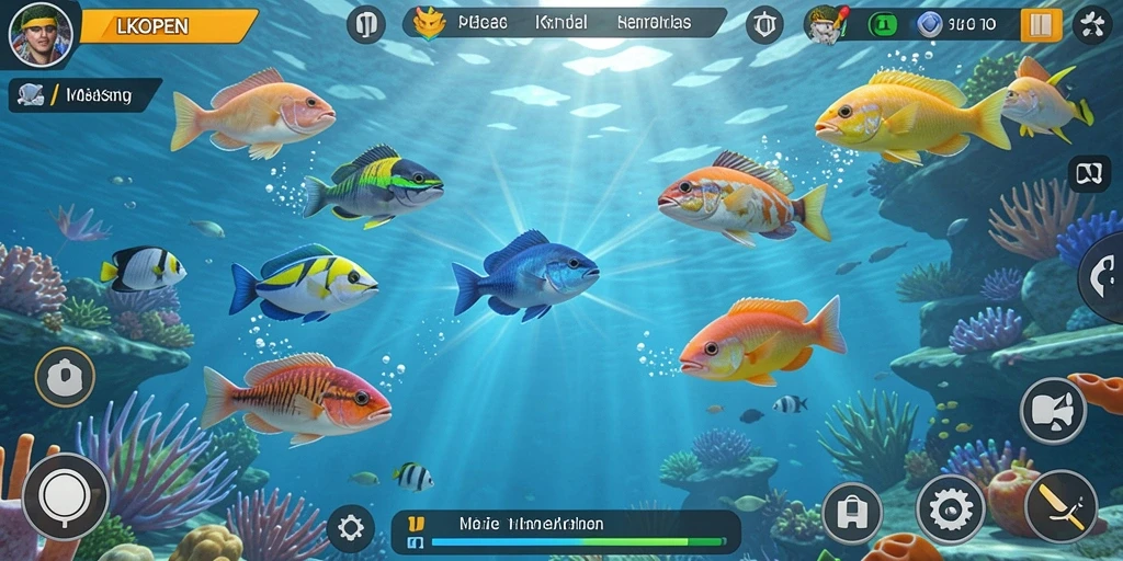 Tampilan seru dari gameplay LKOPEN saat menangkap ikan.