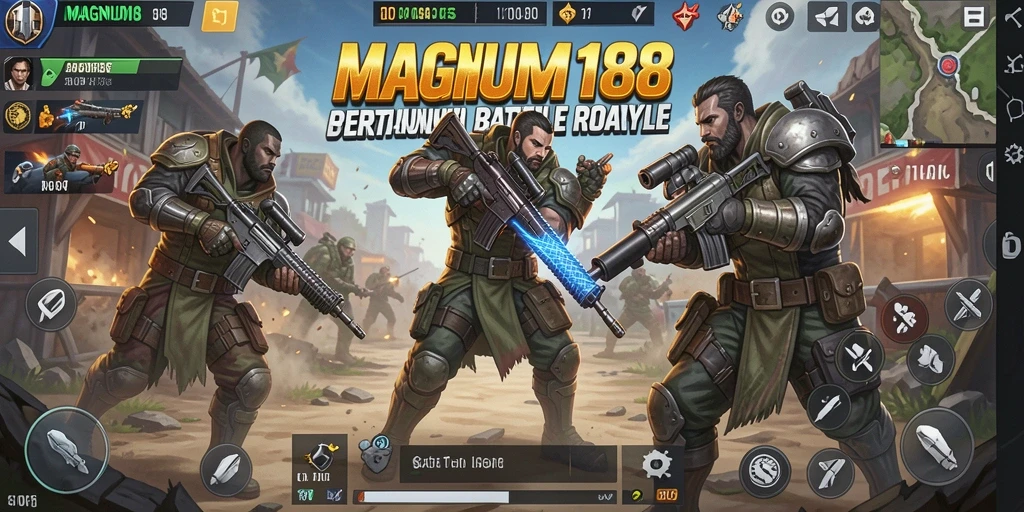 Gameplay MAGNUM188 yang mendebarkan di arena Battle Royale.