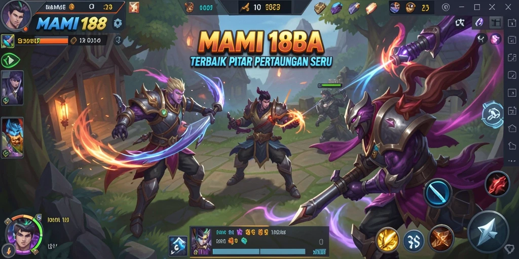 Screenshot gameplay MOBA MAMI188 yang intens dan penuh aksi.