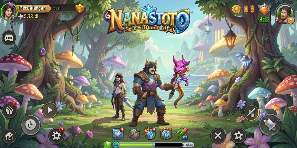 Tampilan gameplay NANASTOTO yang menakjubkan dan petualangan seru.