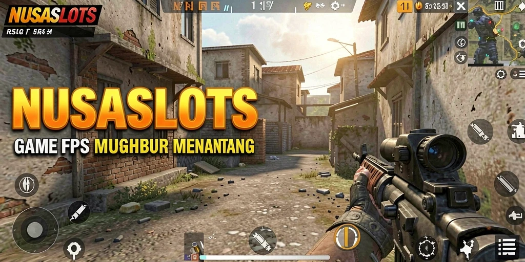 Tangkapan layar menampilkan aksi intens dalam permainan FPS NUSASLOTS.