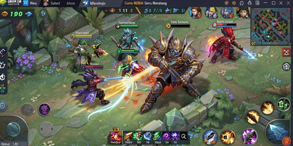 Tangkapan layar dari gameplay MOBA yang menegangkan di OBOR138.