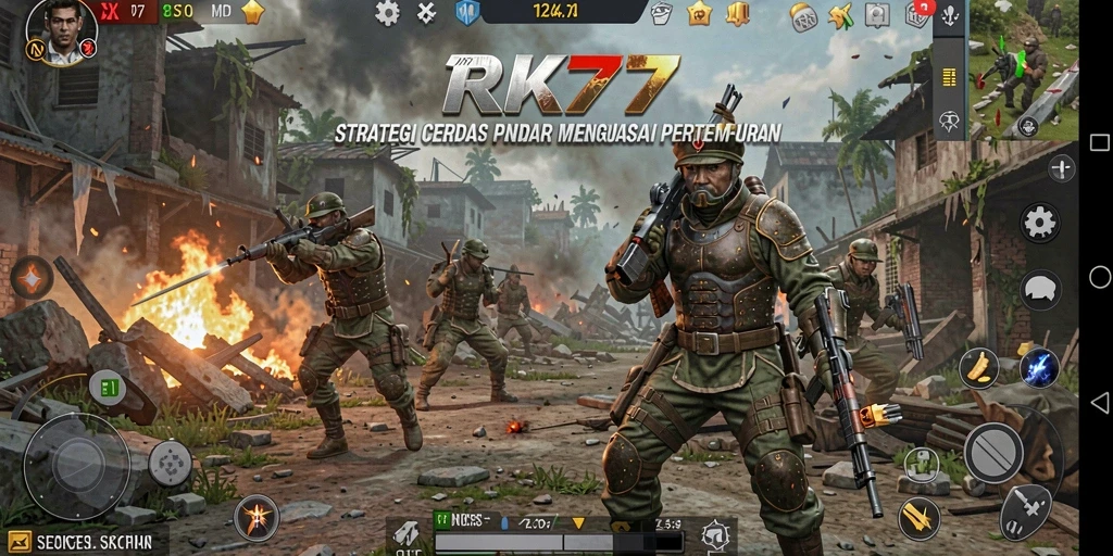 Tampilan gameplay RK77 menunjukkan pertempuran strategis yang intens.