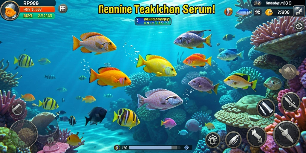 Tampilan gameplay Tembak Ikan yang penuh warna dan menarik.
