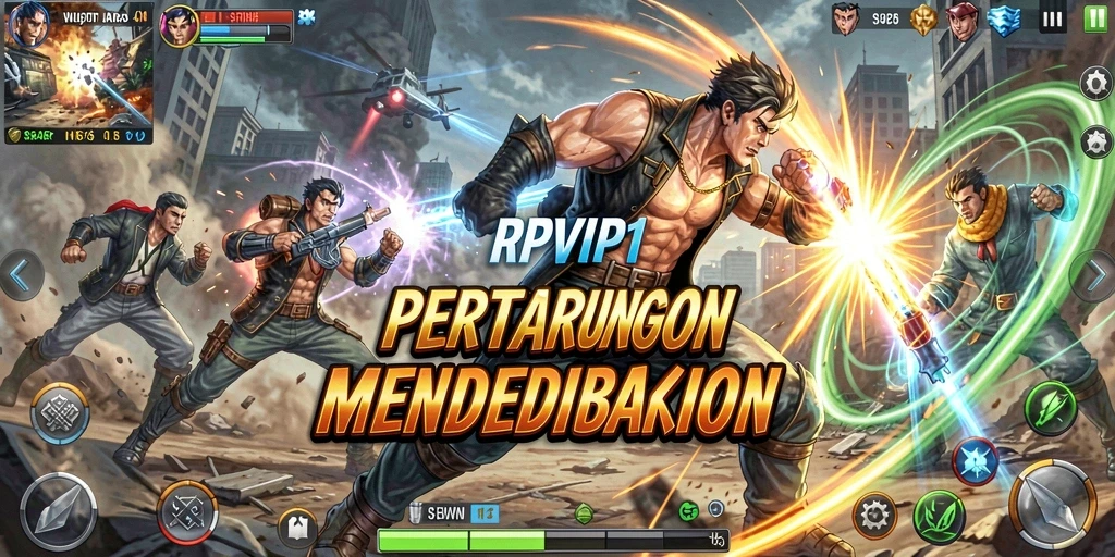Screenshot menunjukkan pertarungan epik dalam RPVIP1 dengan grafis yang menawan.