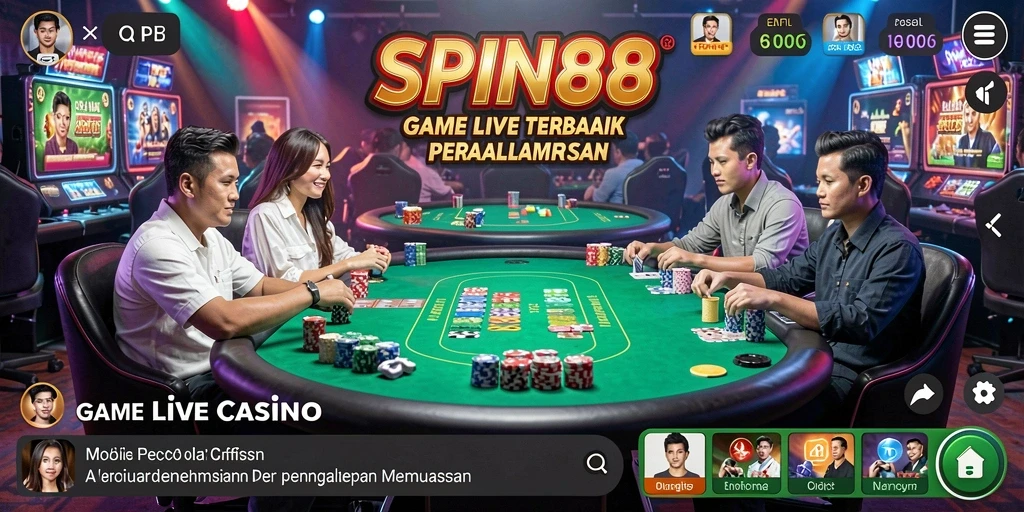 Tampilan gameplay Live Casino menarik dari SPIN88 dengan dealer profesional.
