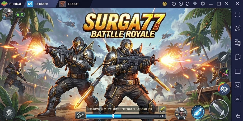 Gameplay seru dalam SURGA77 menampilkan pertarungan Battle Royale.