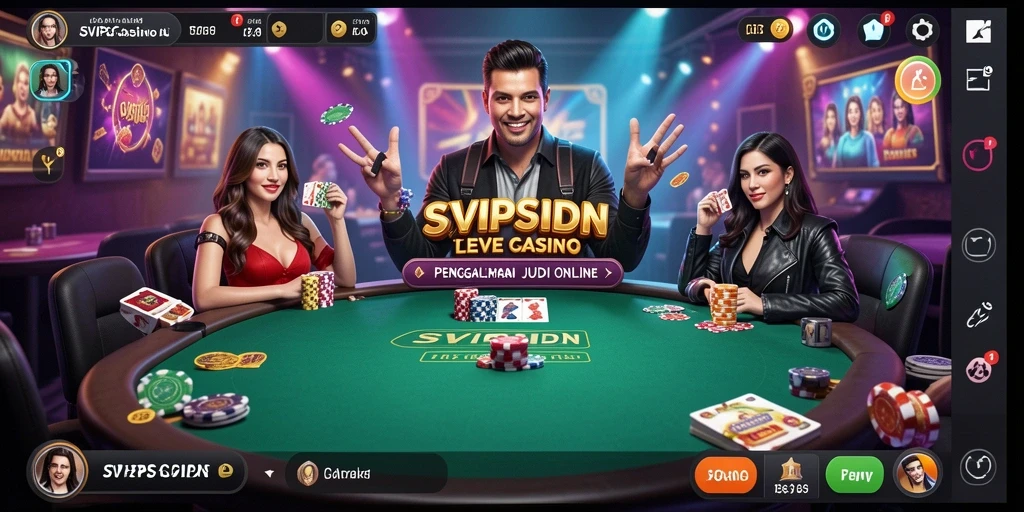 Screenshot gameplay SVIPSIDN dengan dealer dan pemain nyata.