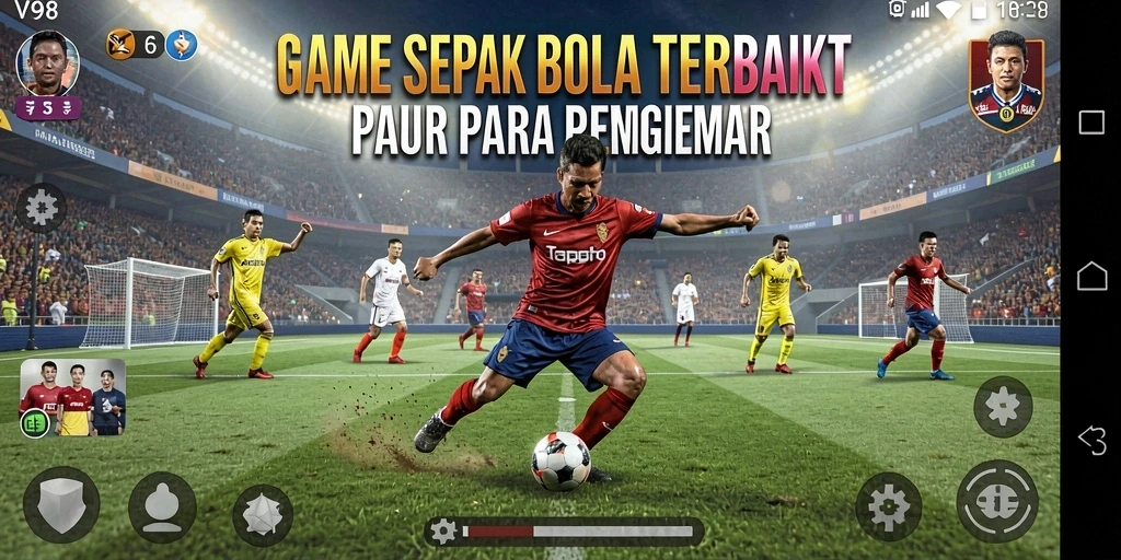 Tampilan gameplay yang dinamis dan menegangkan dalam V98.